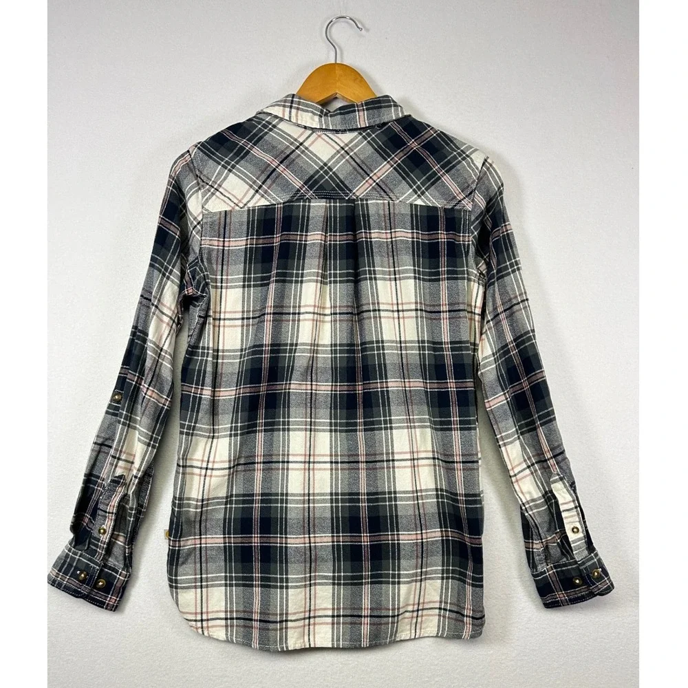 Workwear Carhartt Womens S Navy Pink Plaid Flannel Button Down Shirt‎ Utility
